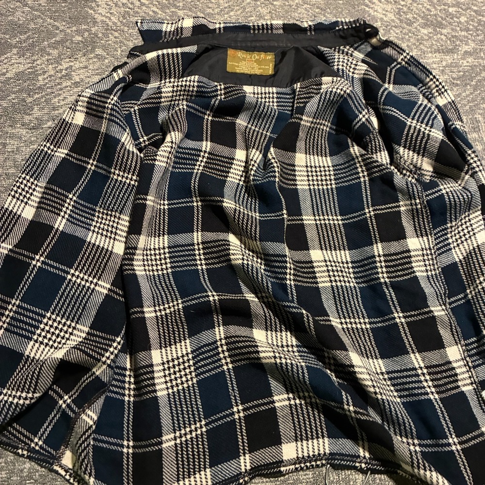 Rustic Outfitters Plaid Flannel Button-Up Shirt Navy Black White XL Grunge